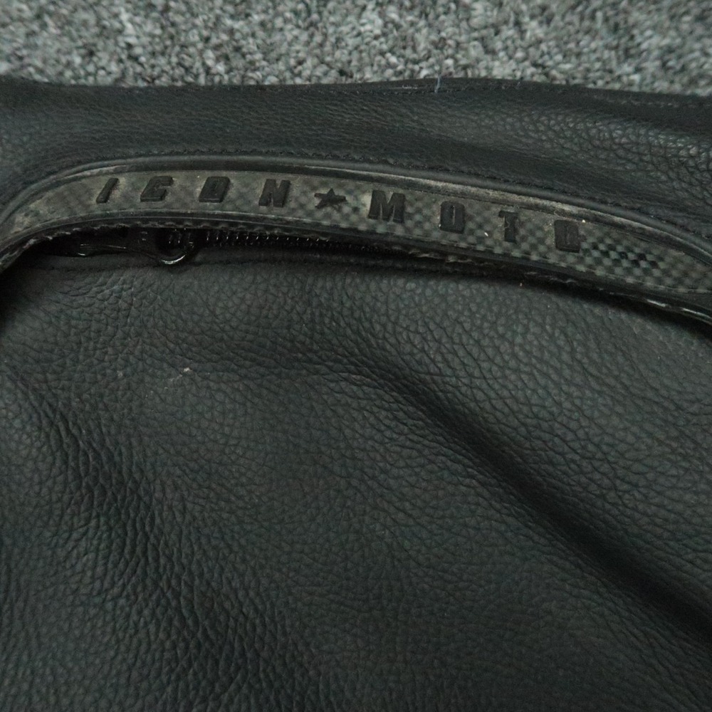 ICON Jacket Mens Large Black Leather Accelerant Moto Padded Quilt Lined Biker - Picture 5 of 15